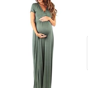 Olive green maternity maxi dress